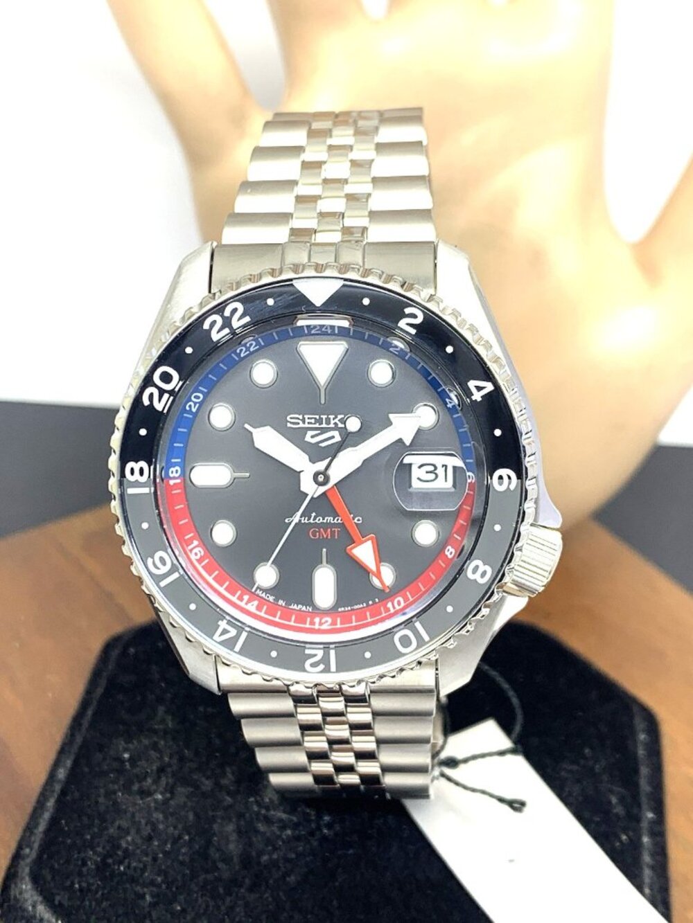 Seiko 5 Sports Men's Watch SSK019 GMT Automatic Black Dial Stainless Steel 42mm
